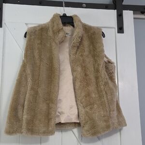 Coldwater Creek Beige Faux Fur Vest